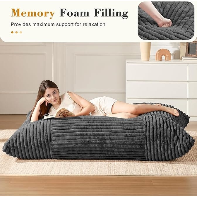 Oversized Convertible Bean Bag Chair - Cozy Multi-Purpose Seating for Family & Living Room
