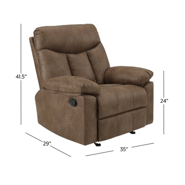 Bozeman Oversized Glider Rocker Recliner with USB, Brown Fabric Bed
