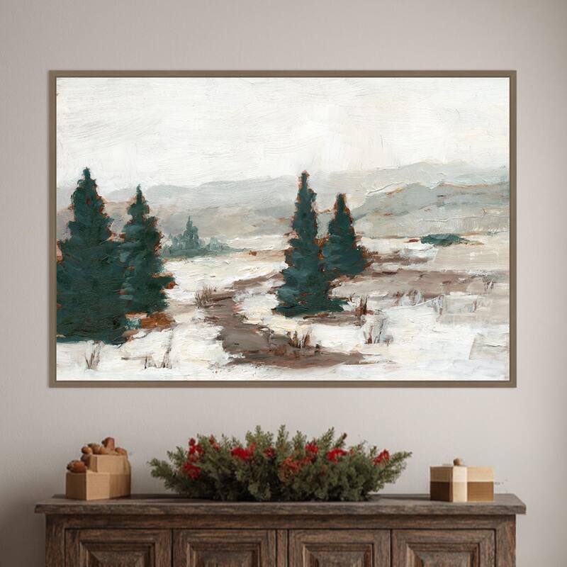Melting Snow I by Ethan Harper Framed Canvas Wall Art Print - Sylvie Dark Gold