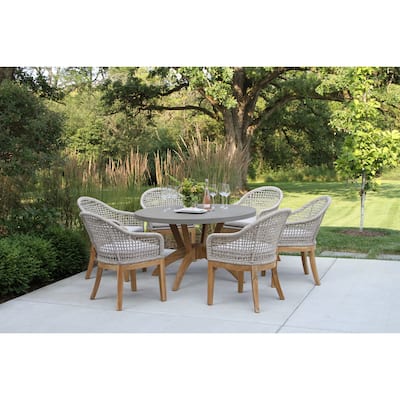 Nadine 7 pc. Teak Dining Set with Rope Chairs
