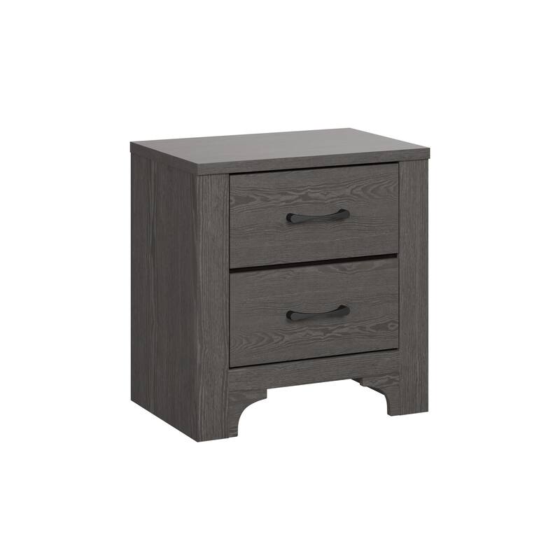 Stone Brown 2-Drawer Nightstand, Modern Farmhouse Style