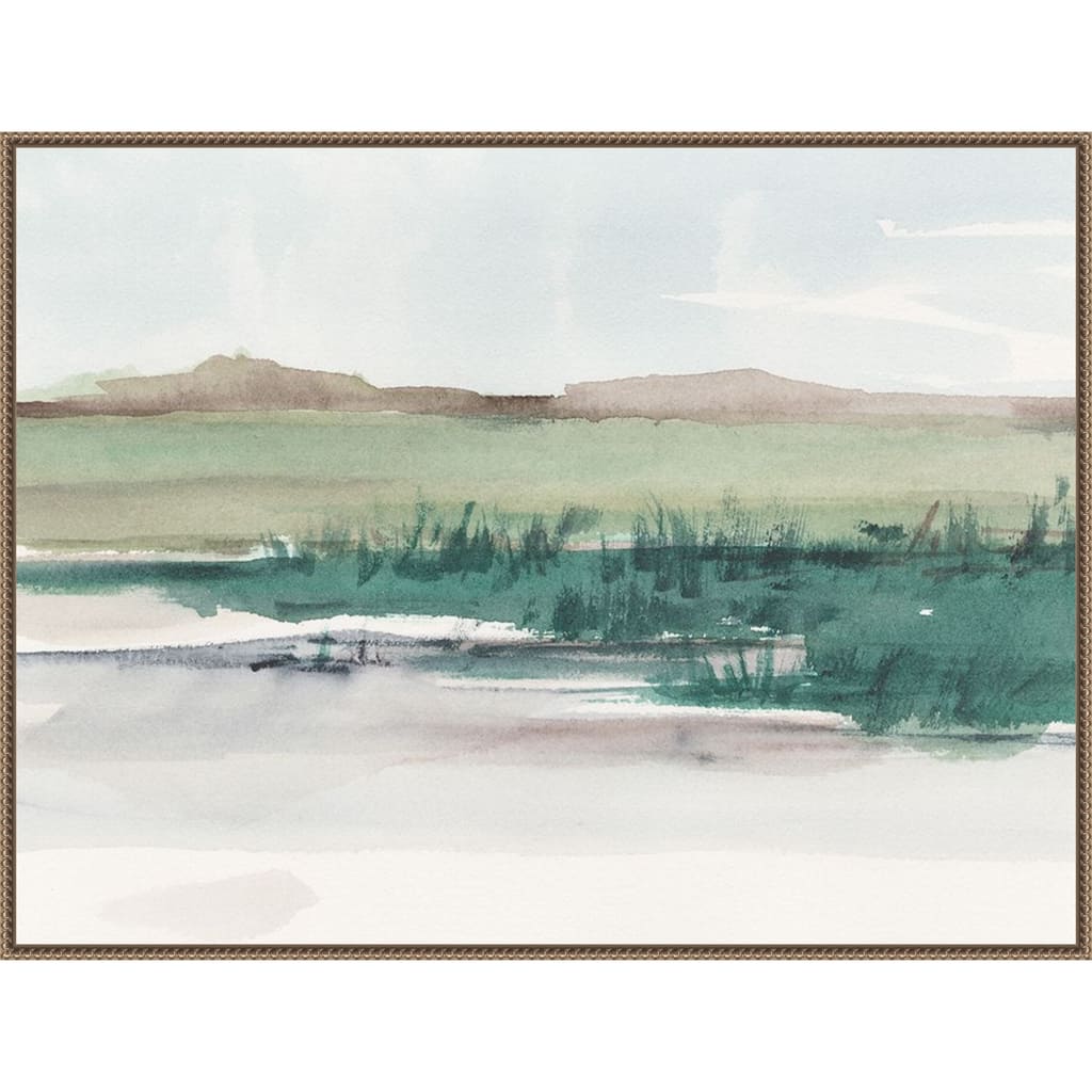 Emerald Grassland II by Ethan Harper Framed Canvas Wall Art - Sylvie Beaded Bronze