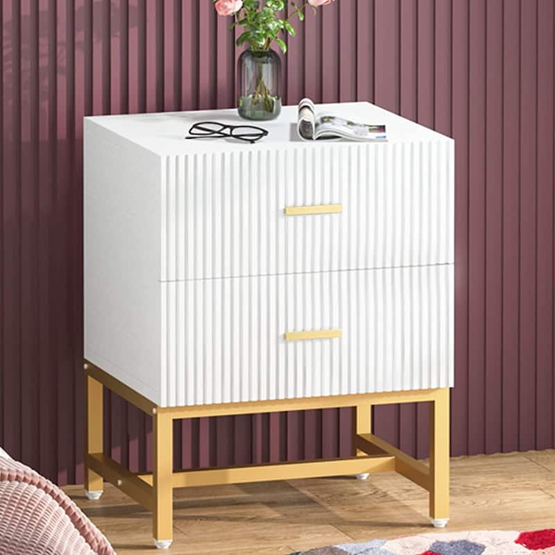 2-Drawer Nightstand, White Night Stands with Storage Drawers