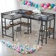preview thumbnail 1 of 11, Metal 2 Beds In 1 Twin Size Loft Bed With Two Built-in Desks,Solid Construction Black