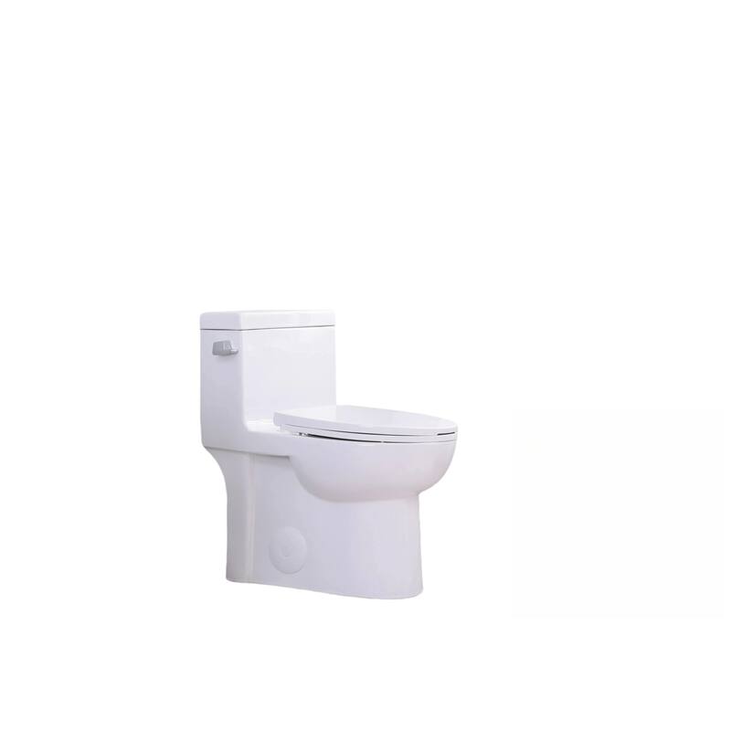 1.28Tornado Flush One-piece Toilet Elongated,Siphonic Side Press Single Flush,17" ADA Chair Height Seat