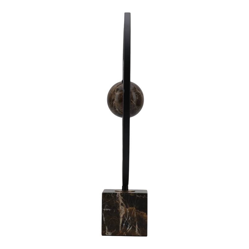 Metal Rings Sculpture with Marble Base Decorative Object - 17" Brown - 12.5" x 3.5" x 17"