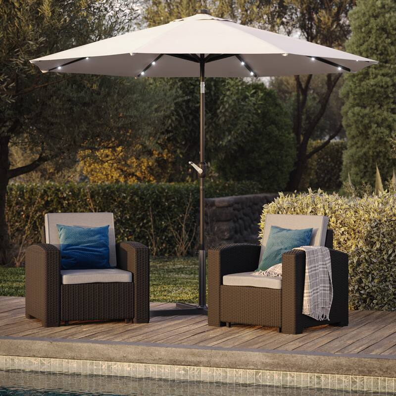 CorLiving 9ft Patio Umbrella with Lights, Tilting