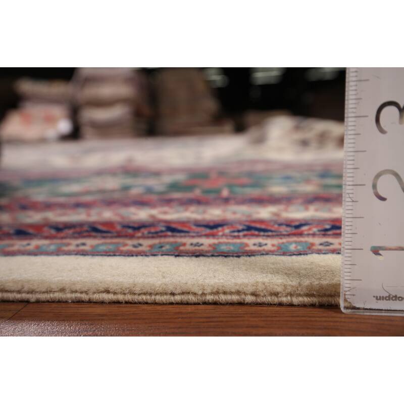 Vegetable Dye Floral Agra Large Indian Rug Hand-Knotted Wool Carpet - 11'6" x 17'9"