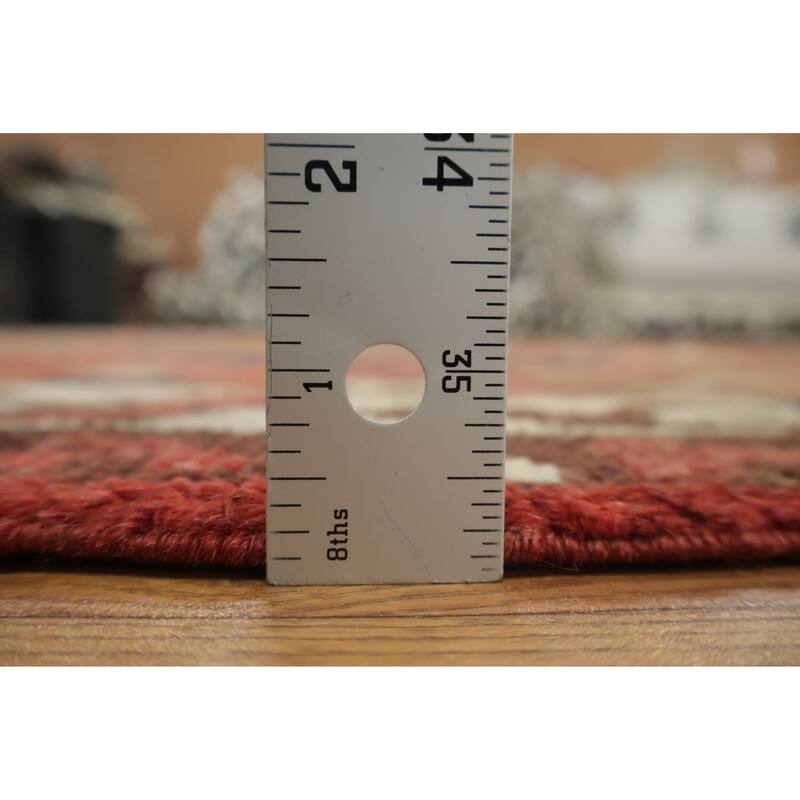 Hand Knotted Oriental 100% Wool Carpet Traditional Tribal Oranges & Rust Heriz Runner Rug - 12' 5'' X 3' 4''