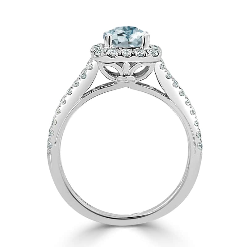 Auriya 1/2ct Cushion-cut Aquamarine Halo Diamond Engagement Ring 5/8ctw 14k Gold