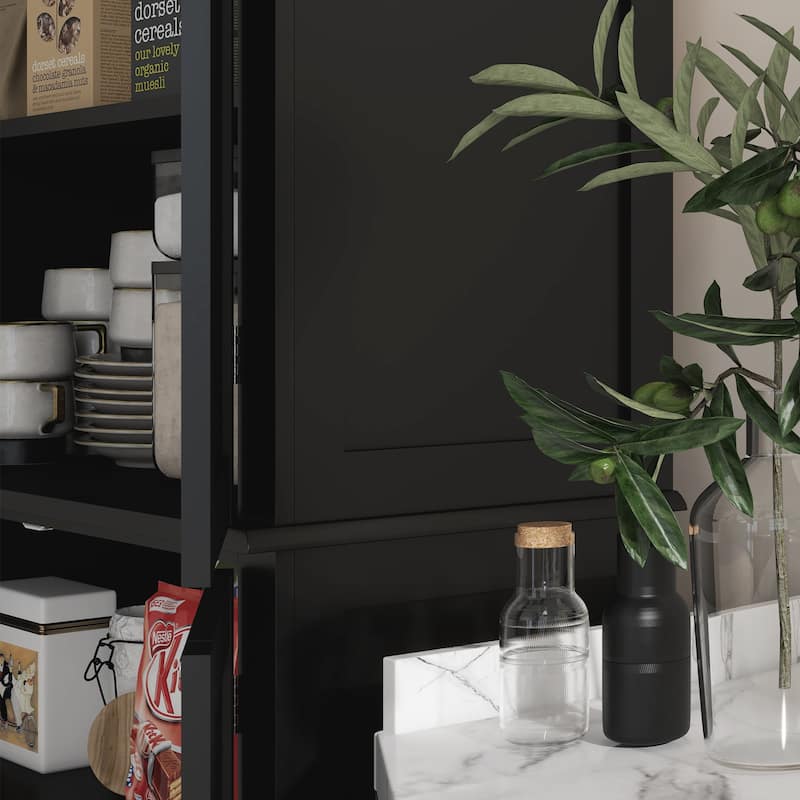 72.5" Kitchen Pantry Storage Cabinet, Freestanding Kitchen Cupboard with 4 Doors and Adjustable Shelves for Dining Room, MDF
