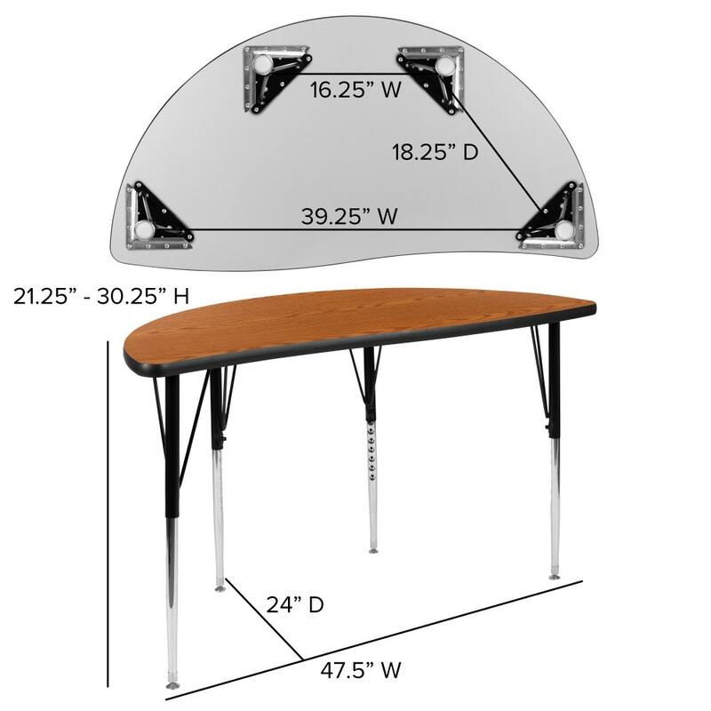 2 Piece 47.5" Circle Wave Flexible Grey Adjustable Activity Table Set