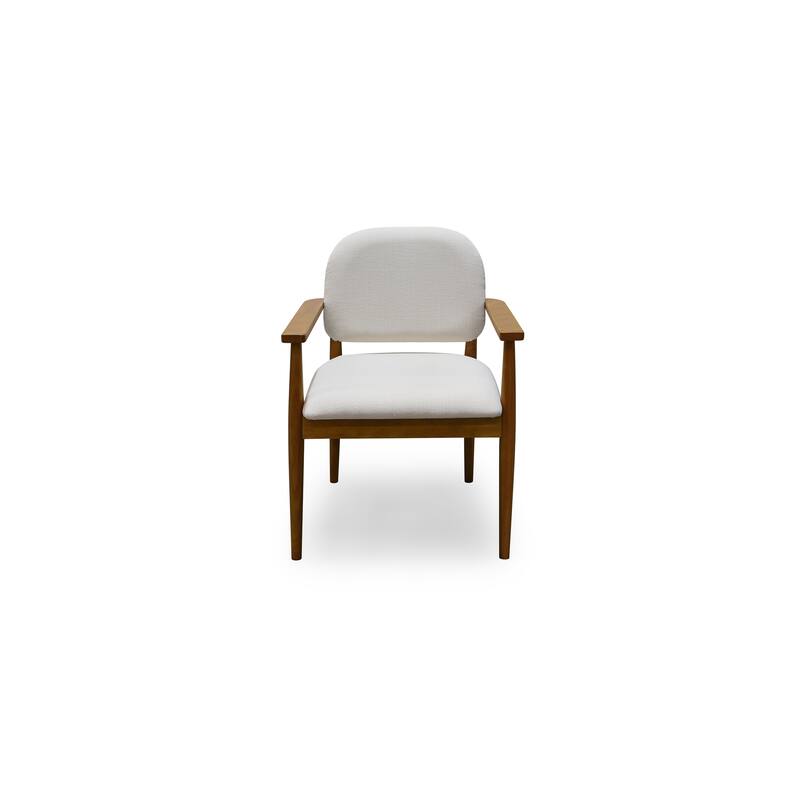NADAAL STUDIOS Nayara Dining Chair, Continuous Frame Top Grain Full Aniline Leather with Rubberwood Legs, Brown - Cream