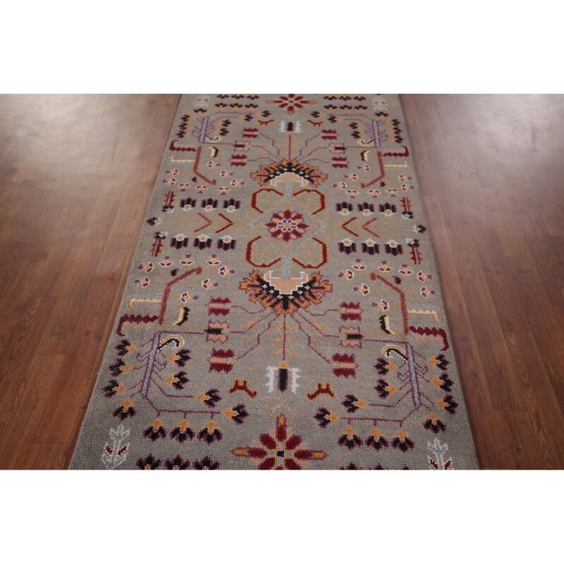 Tribal Geometric Kazak Oriental Runner Rug Hand-Knotted Wool Carpet - 3'1"x 10'3"