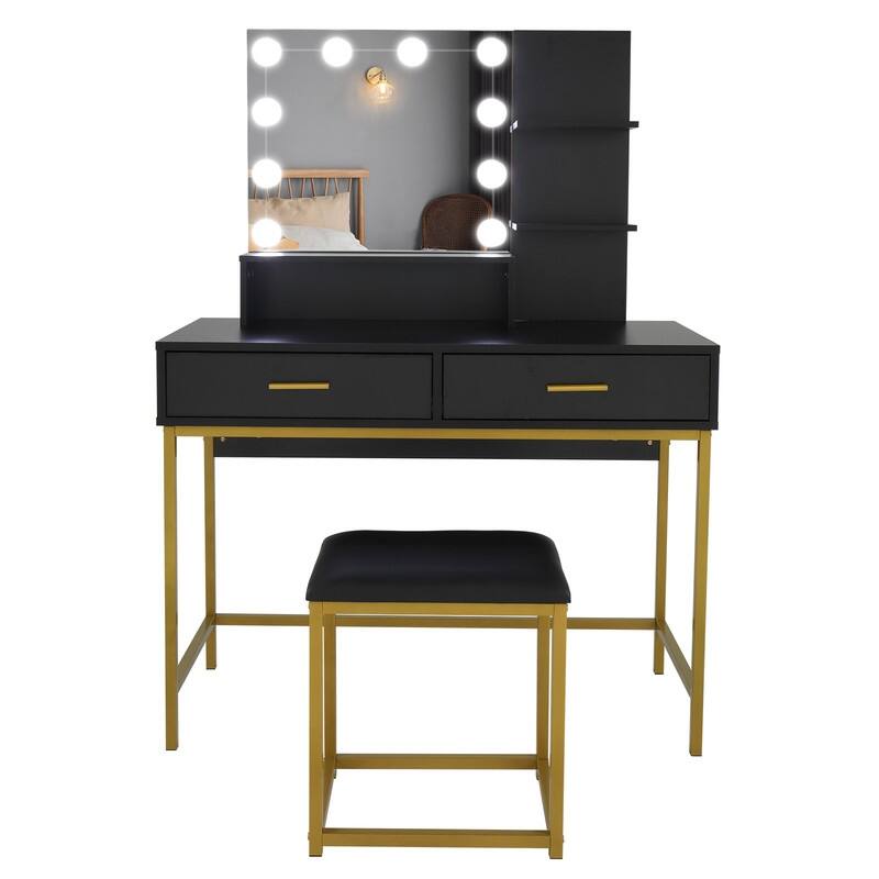 Large Vanity Set, Dressing Table Dresser Desk for Women, Girls, Bedroom (White, Black)