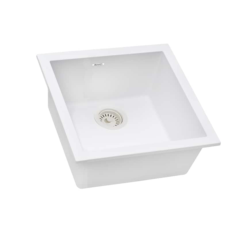 Ruvati 17 x 17 inch Granite Composite Undermount Bar Prep Sink - Arctic White - RVG2018WH