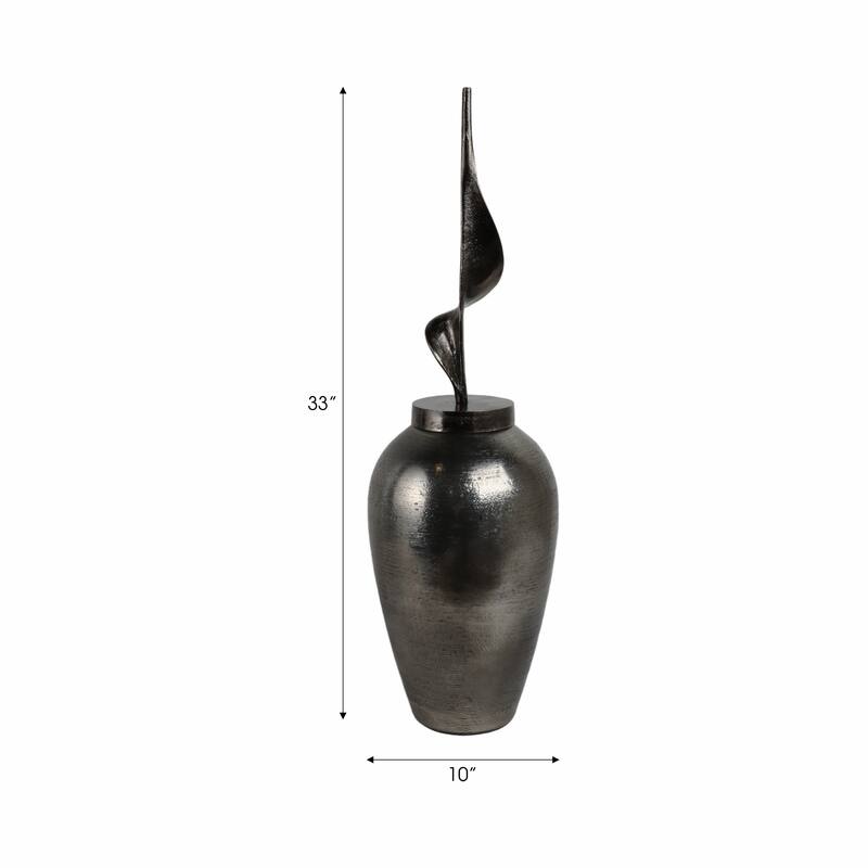 Sophisticated Glass Table Vase with Metal Topper - Gunmetal & Metallic