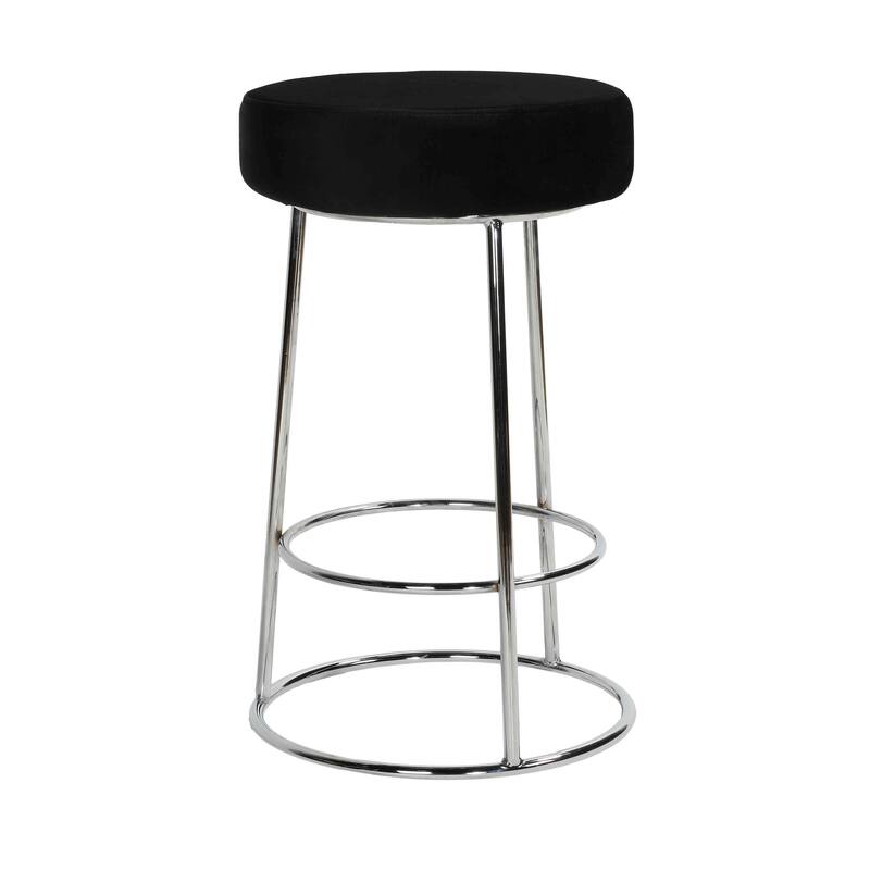 Cortesi Home Bodiam Counterstool in Black Velvet, with Chrome, 24"