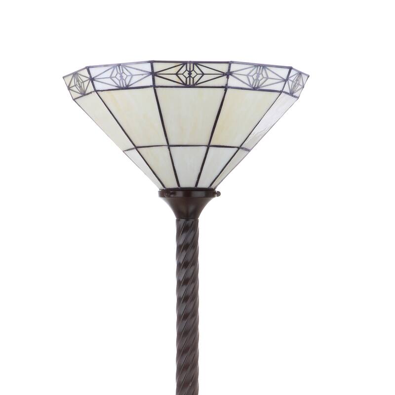 Peacock Tiffany-Style 68.57" Torchiere LED Floor Lamp, Bronze by JONATHAN Y - 68.57" H x 15" W x 15" D