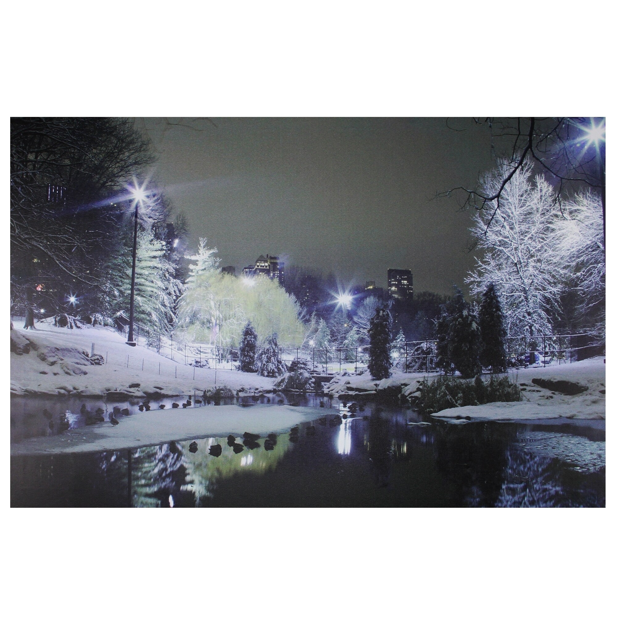 Shop 23 5 Led Lighted Nighttime City Park Winter Scene Canvas