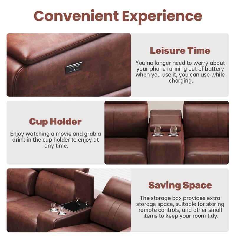 Power Recliner 3-Piece Loveseat Set with Storage Console