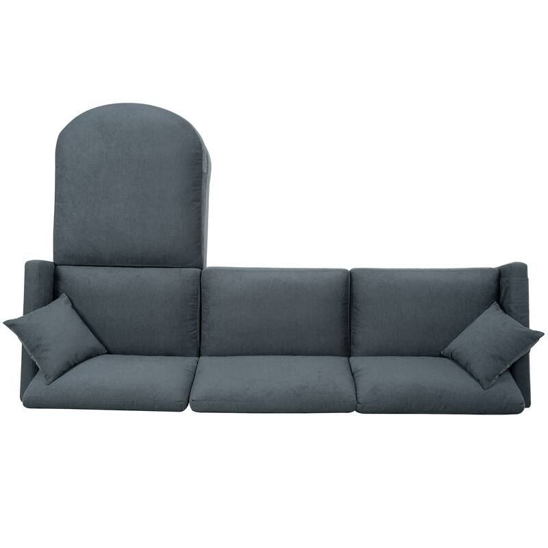 Grey 107.87'' Spacious 4-Seater Sofa with Movable Ottoman and Convenient Storage