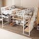 preview thumbnail 3 of 26, Full-Size Metal Loft Bed with Staircase, Built-In Low Storage Desk, and Multi-Tier Shelving for Space-Saving Versatility
