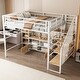 preview thumbnail 10 of 14, Full Size Metal Loft Bed with Staircase,Low Storage Table and Storage Shelves