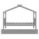 preview thumbnail 50 of 110, Creativity House Bed Twin/ Full Size Frame with Trundle for Boys Girls, Wood Platform Bed with Roof No Box Spring Needed