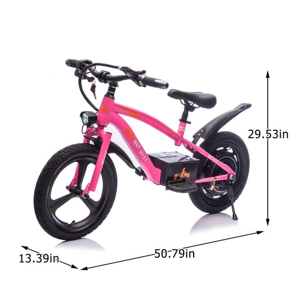 dimension image slide 3 of 4, 24V Kids Ride On Electric Dirt Bike,300W Super Power Motor,Handle Acceleration Up to 12.43MPH,16in Wheels,Power Display