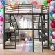 preview thumbnail 10 of 16, Modern Full Size Loft Bed With 4 Layers Of Shelves And L-shaped Desk,Sockets,USB Ports,Wireless Charging Black