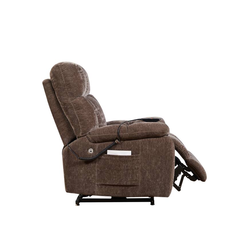 Electric Lift Recliner Sofa with Massage and Heating, 8 Vibrating Points, 1 Lumbar Heating Point, Adjustable Backrest Footrest
