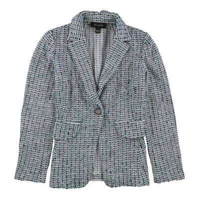St. John Womens Striped Checks One Button Blazer Jacket,, Blue, 4