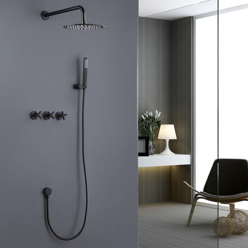 Rbrohant Wall-mounted concealed shower system - Black