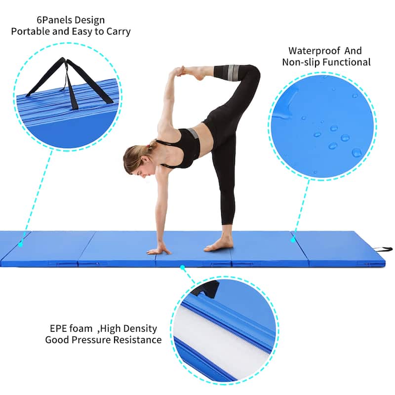Zenova Gymnastics Mat 4FT x 8F Folding Exercise Mat 6 Panel Thick Tumbling Mats - 8FT