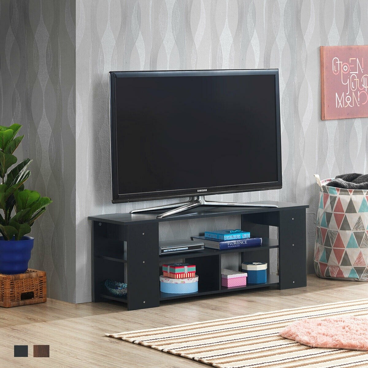 Shop Black Friday Deals On Gymax Tv Stand Entertainment Media Center Console Shelf Cabinet On Sale Overstock 30388802 Brown