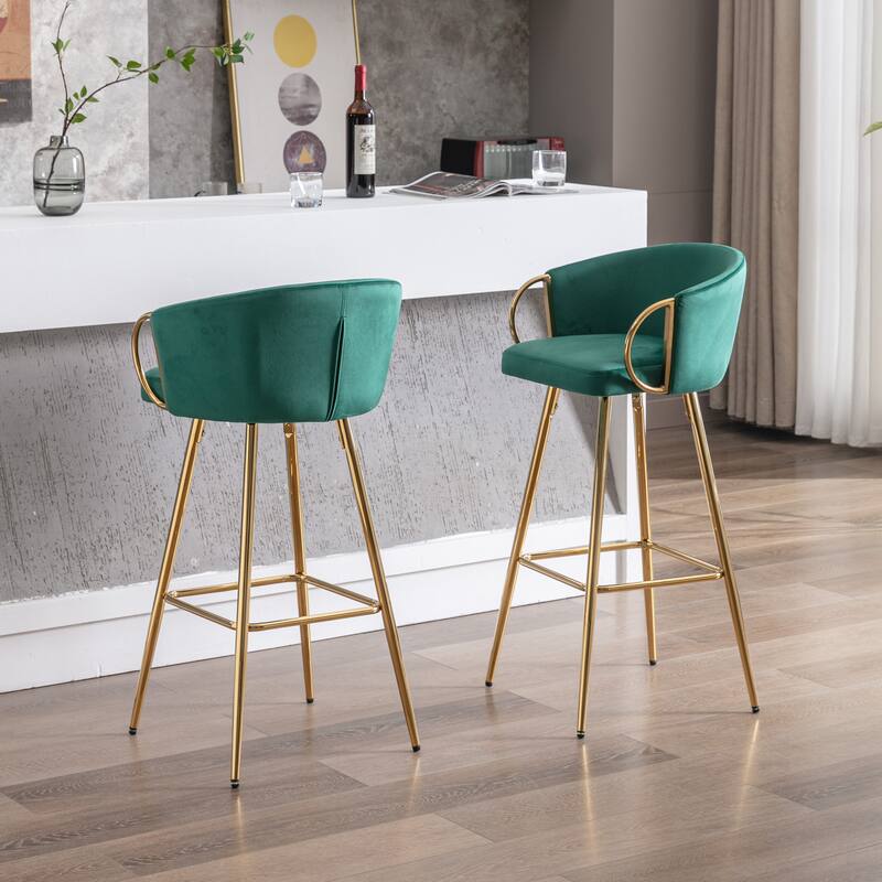 Set of 2 Bar Stools,with Chrome Footrest