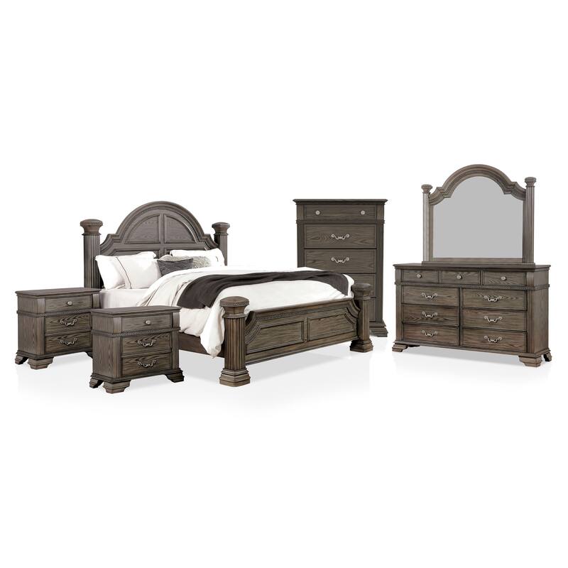 Stroh Traditional Wood 6-Piece Poster Bedroom Set with USB by Furniture of America