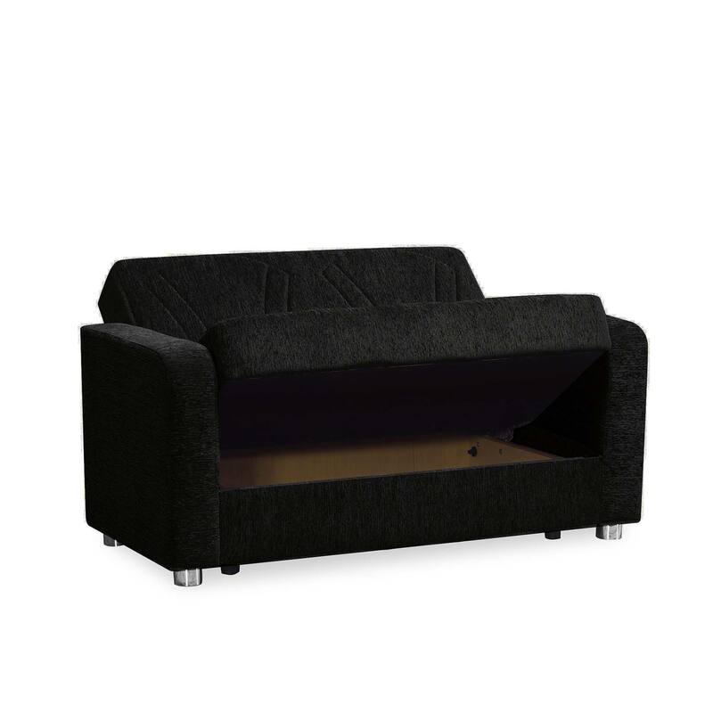 Collection Upholstered Convertible Loveseat With Storage - Black