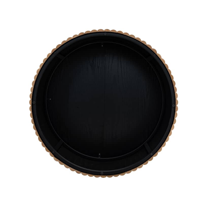 Round Coffee Table with Wood Grain Vertical Stripes, Small Fluted Circle Side Table, Center Table with Adjustable Feet