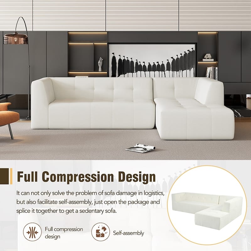 112.2" Modular L-Shaped Sofa, 2-Piece Modern Minimalist Design