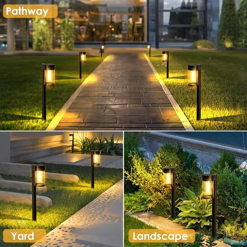 Solar Pathway Lights Outdoor, 10 Pack Metal & Glass Solar Lights Outdoor - 10 pack