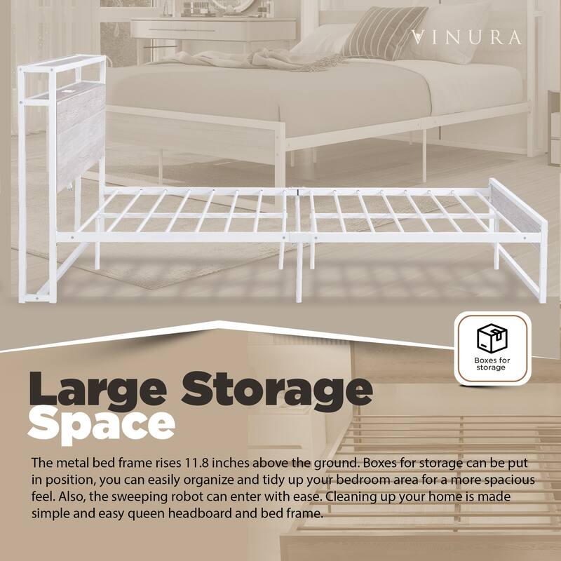 Metal Bed Frame Queen Size - Metal Bed Frame Full w/ USB
