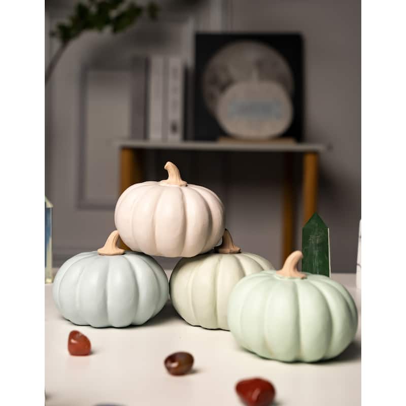 Becki Owens Details by DesignStyles Set of 4 Mini Pumpkins Fall Décor - Neutral Greens