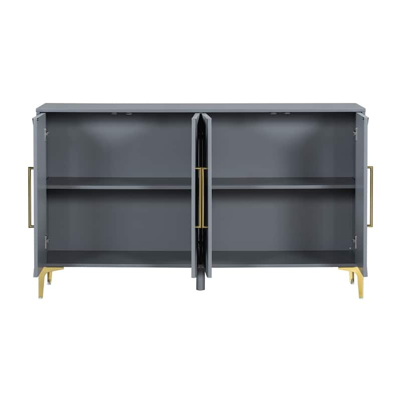 Wood 4-Door Cabinet with Metal Legs