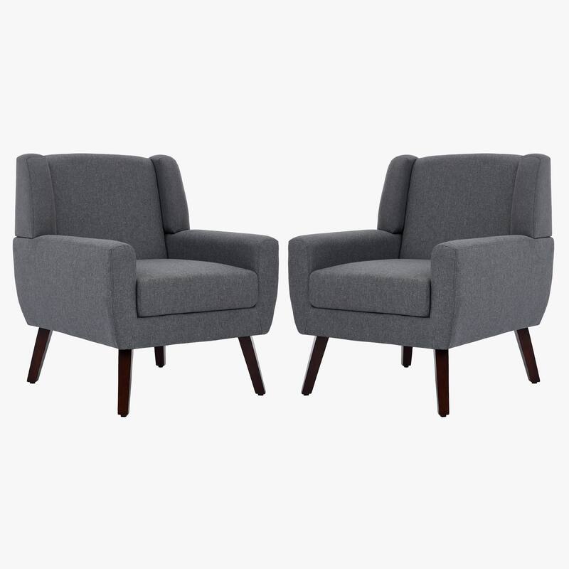 Modern Upholstered Linen Armchair Accent Chair Set of 2