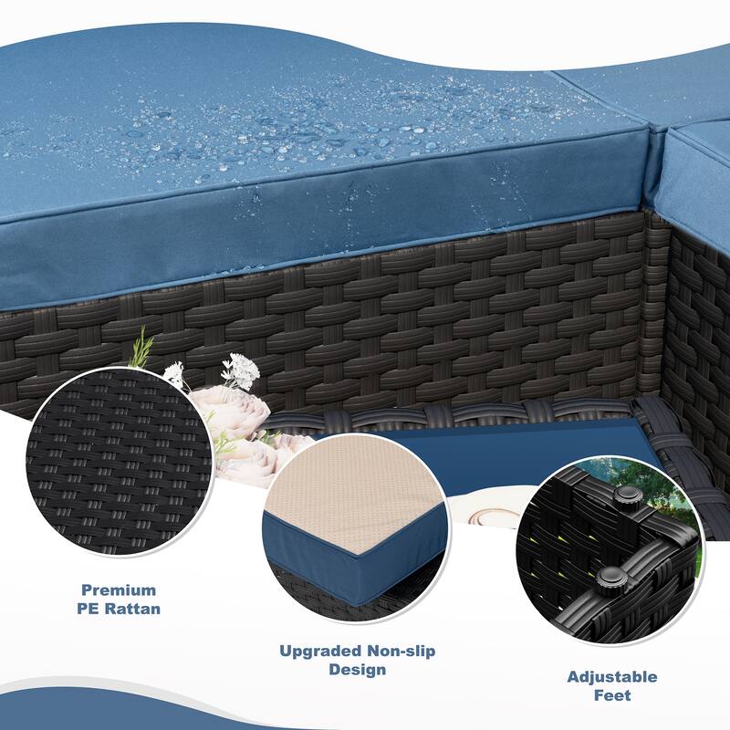 10-Piece Sectional Seating Group with Cushion, Wicker Sectional Sofa