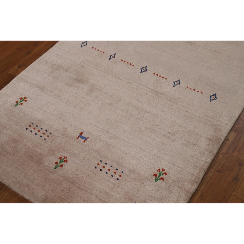 Little Animals Design Gabbeh Indian Foyer Rug Handmade Silk Carpet - 3'0"x 4'11"