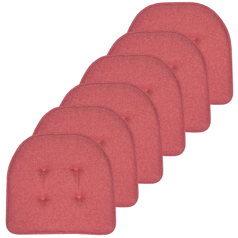 U-Shaped Memory Foam Chair Pad Pairs (Assorted Colors) - 16"x17" - Set of 6 - Peach