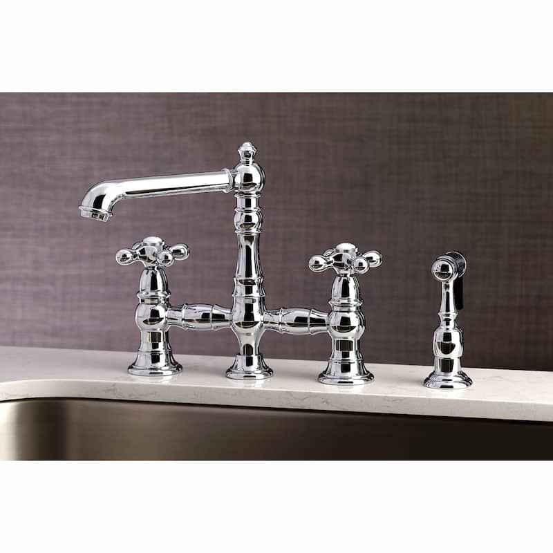 Kingston Brass English Country Bridge Kitchen Faucet with Sprayer